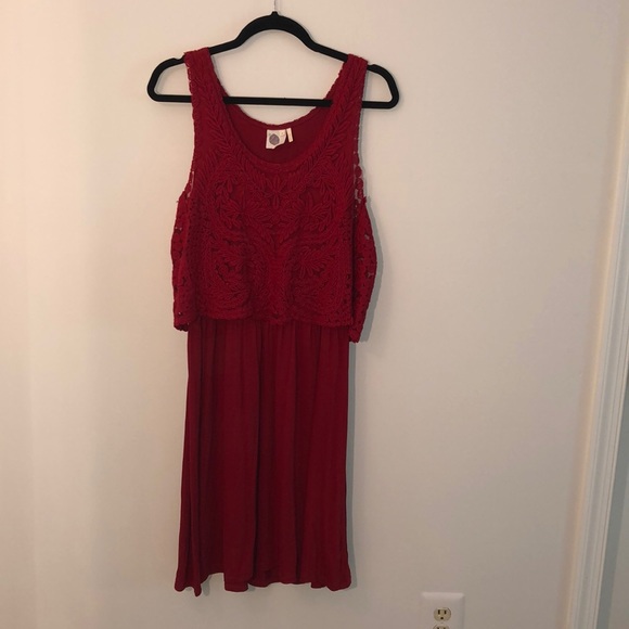Anthropologie Dresses & Skirts - Anthropologie red dress with lace top